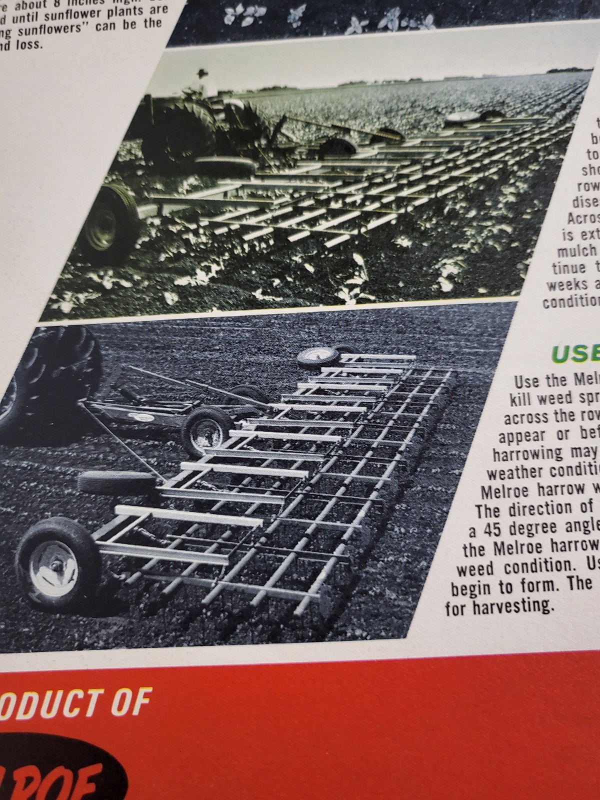 Farm Implement Brochure MELROE Harroweeder Harrow Weeder Gwinner North Dakota