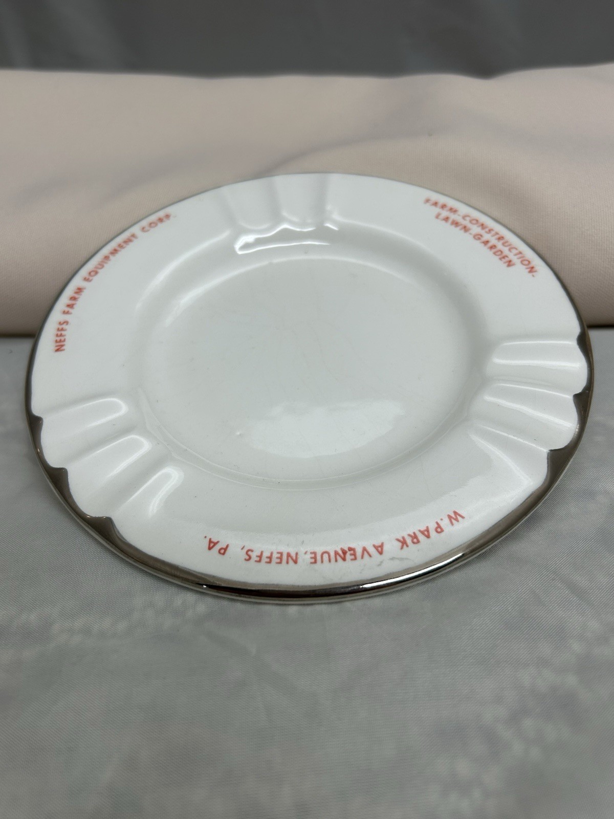 Vintage Neffs Farm Equipment Corp Collector Plate Ashtray Advertising Neffs, PA