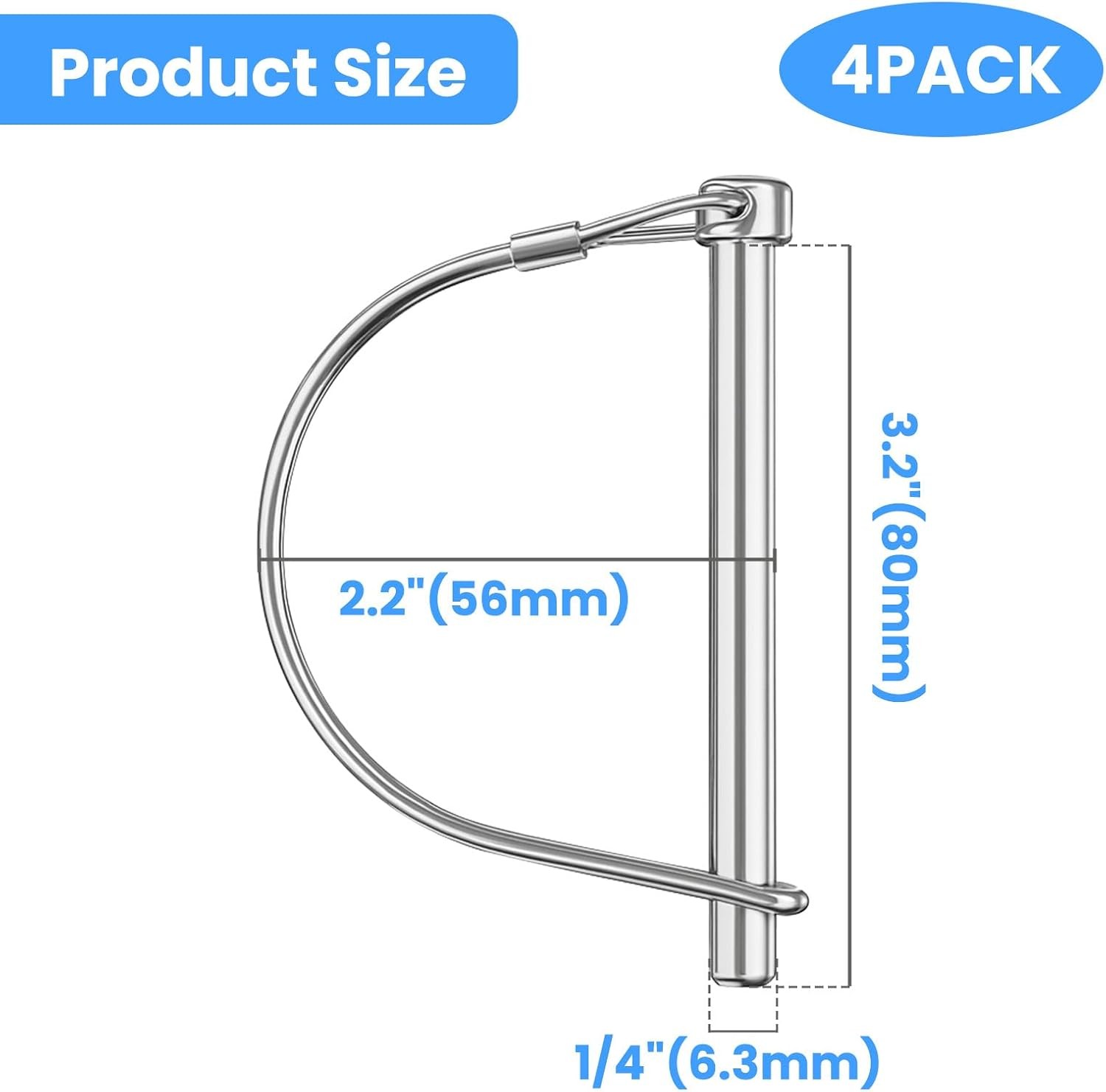 4-Pack Premium Coupler Pin – Trailer Safety Pin and Lock for Hitch, Farm, Lawn