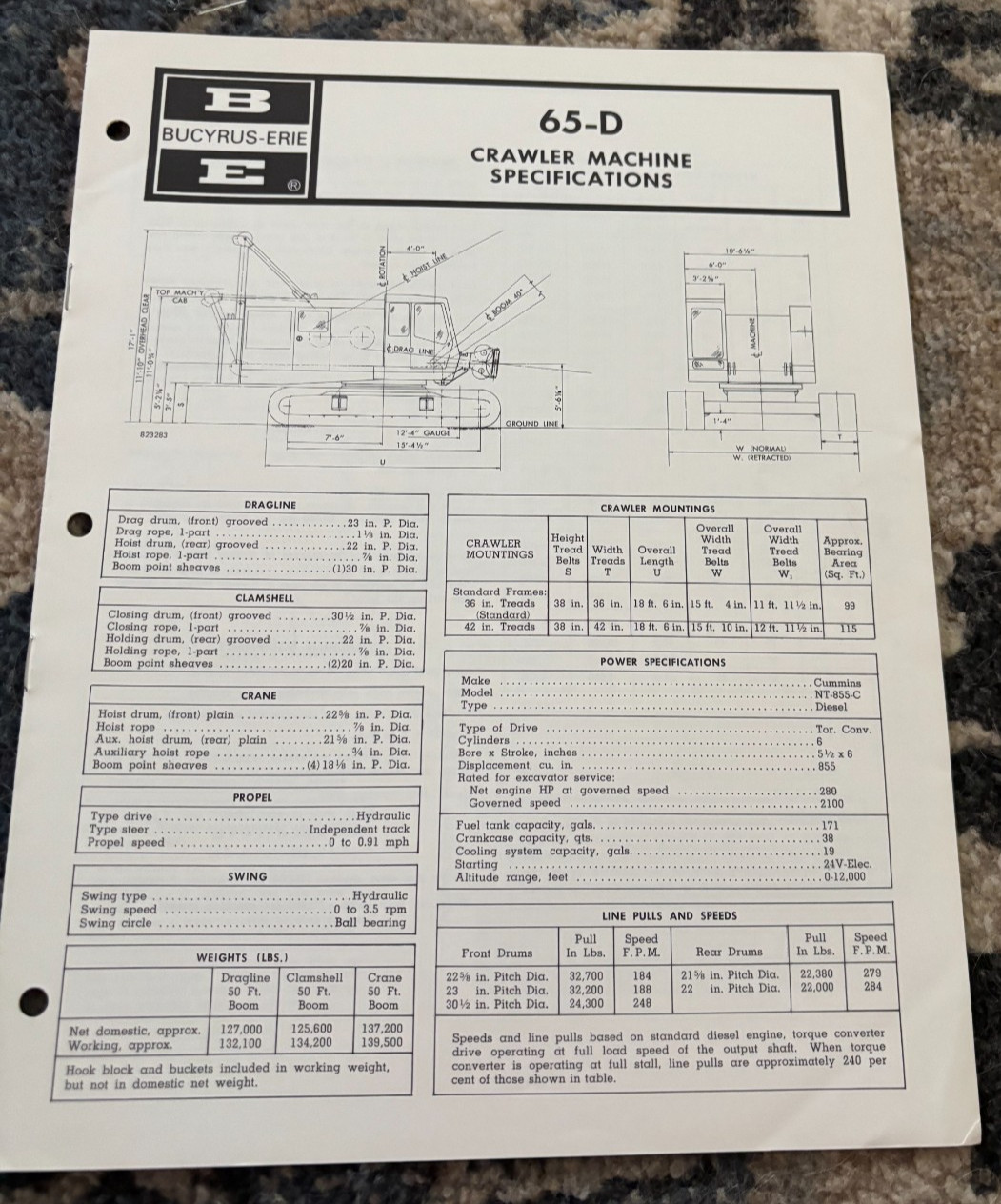 Bucyrus Erie 65-D Crawler Machine Specifications Brochure DCPA25