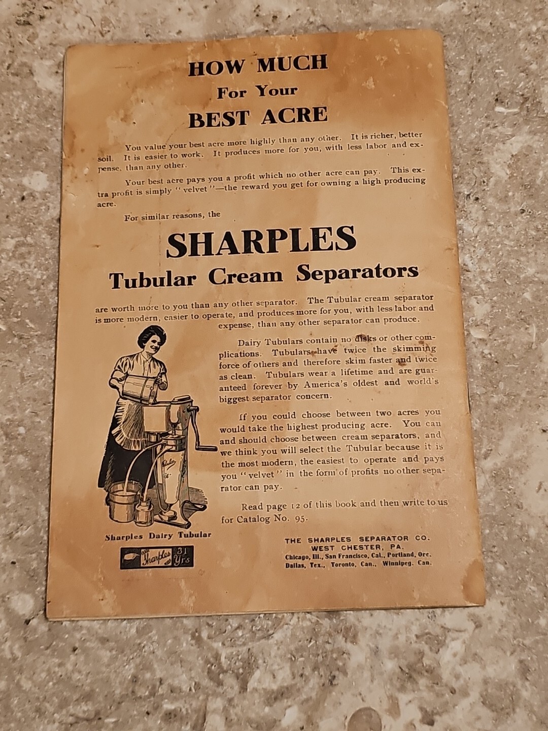 Root dairy supply catalog West chester pa milk cream separtor engine keystone