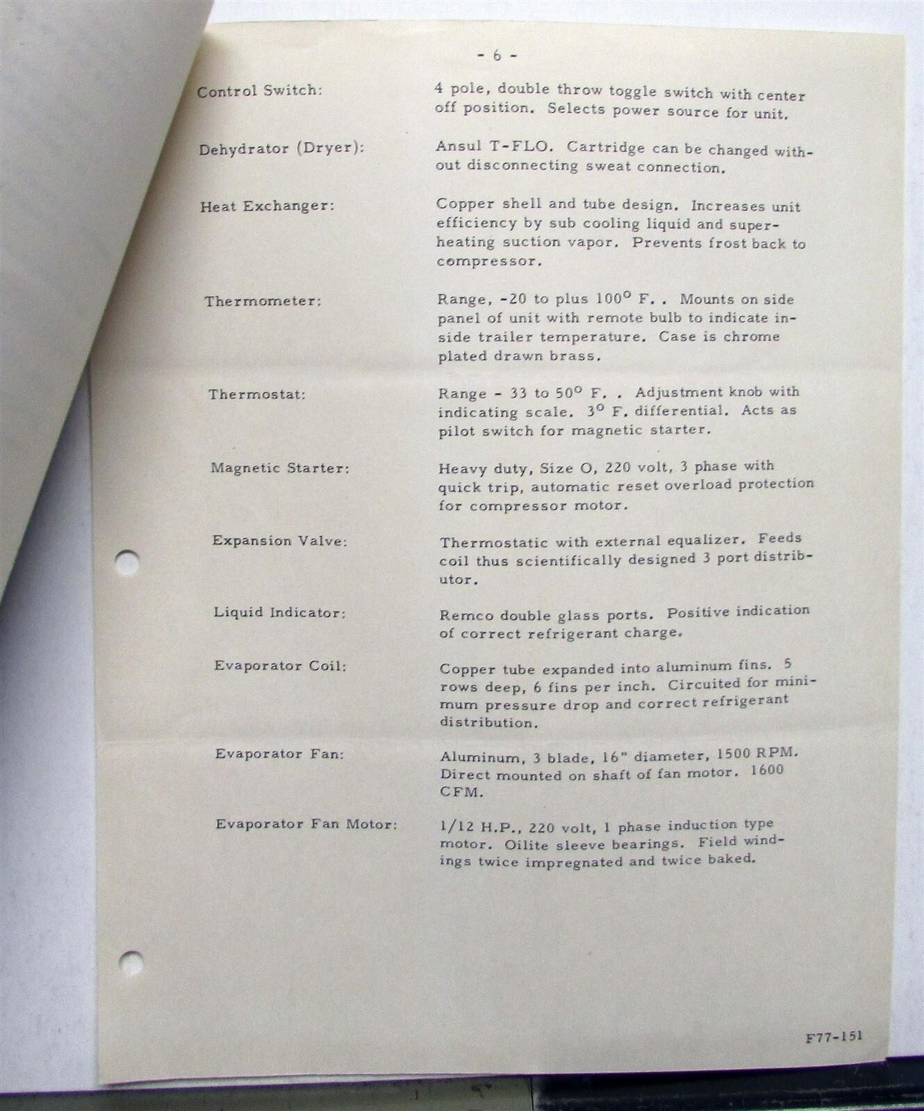 1950s Coldmobile Refer Refrigeration Unit Package Photo Informational Sheets