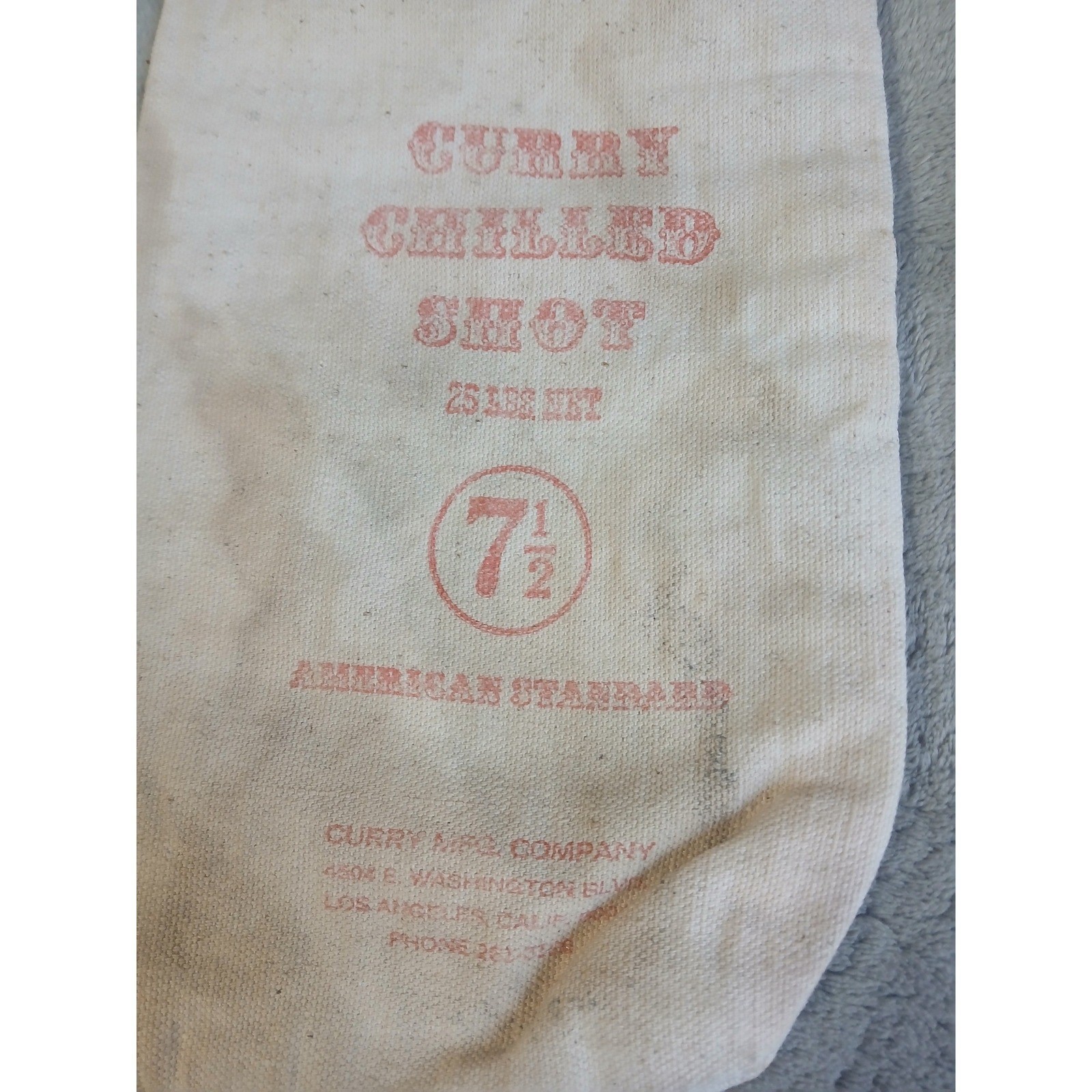 Vintage Curry Chilled Shot Canvas Bags Set of 2 Los Angeles 25 Lbs Lead Shot 7.5
