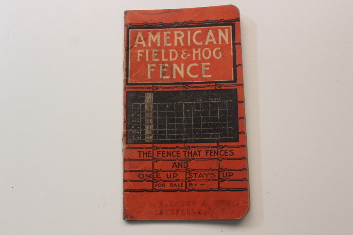 Vintage American Field & Hog Fence advertising notebook pad 1904-05