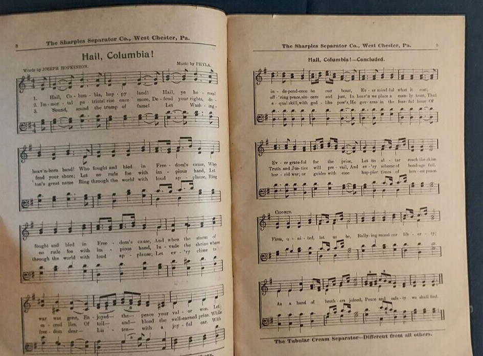 Old Advertising Premium Old Time Song Book Sharples Separator Co West Chester PA