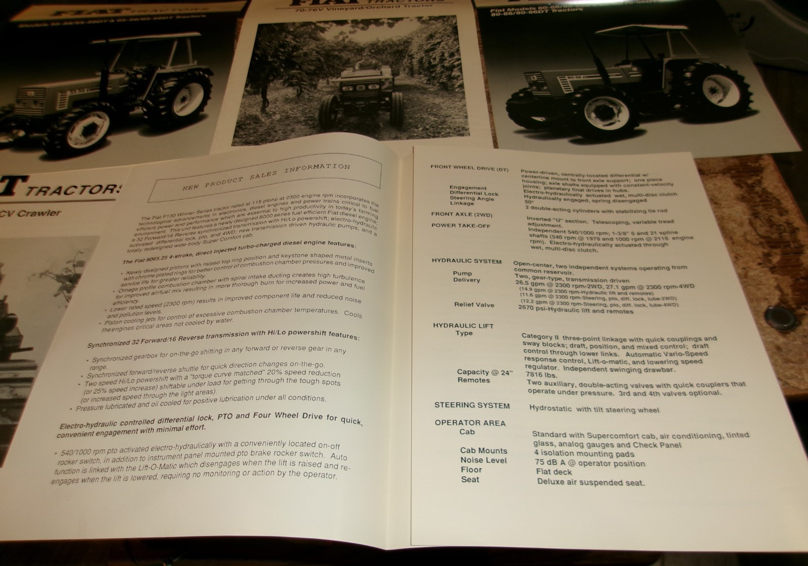6-lot 1980&rsquo;s-90&rsquo;s fiat tractors + crawler 1+3 page brochures good used