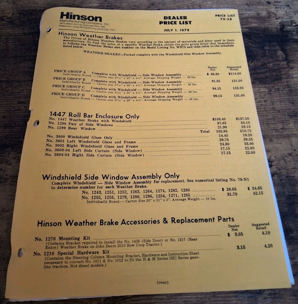 Hinson Weather Brake Tractor Heater Brochures And Price List