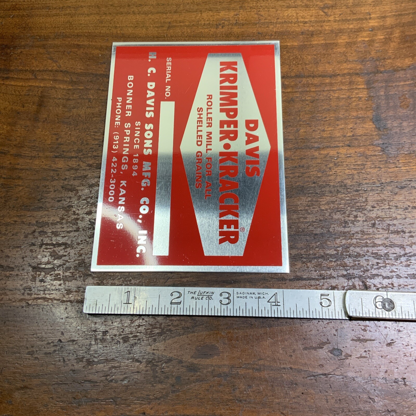 Davis Krimper Kracker Grain Mill H.C. Davis And Sons MFG Kansas Equipment Plate