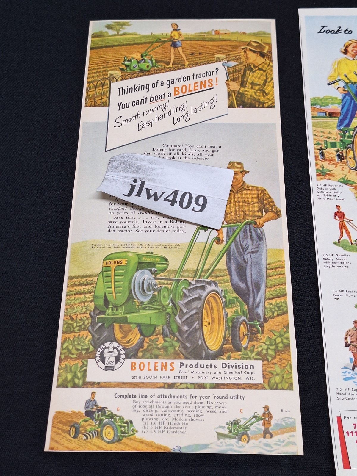 2 Vintage 1952 1953 BOLENS GARDEN TRACTOR MOWERS Original Print Ads Magazine