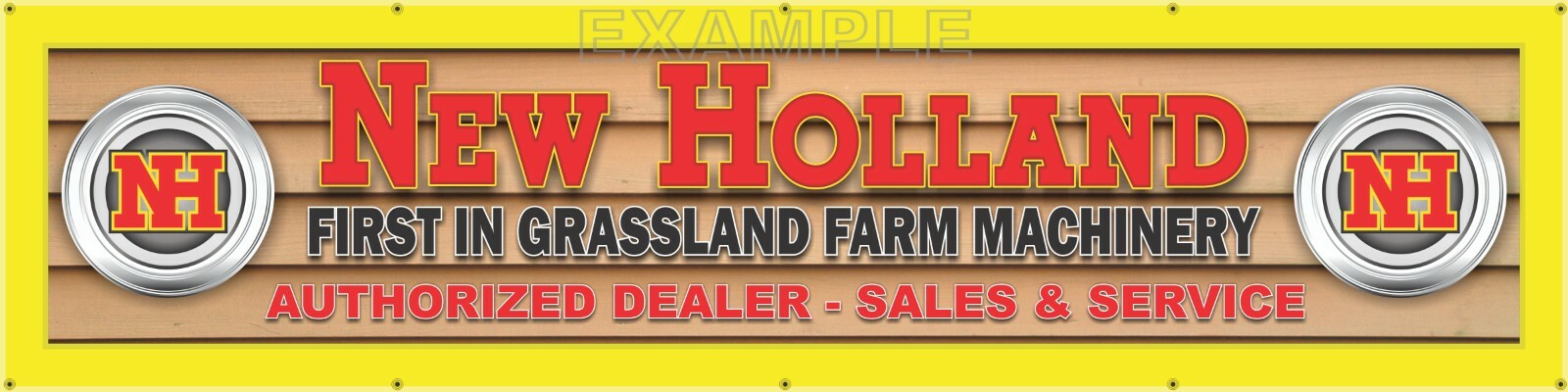NEW HOLLAND TRACTOR DEALER LETTER SIGN REMAKE PRINTED BANNER ART MURAL 24&Prime; x 96&Prime;