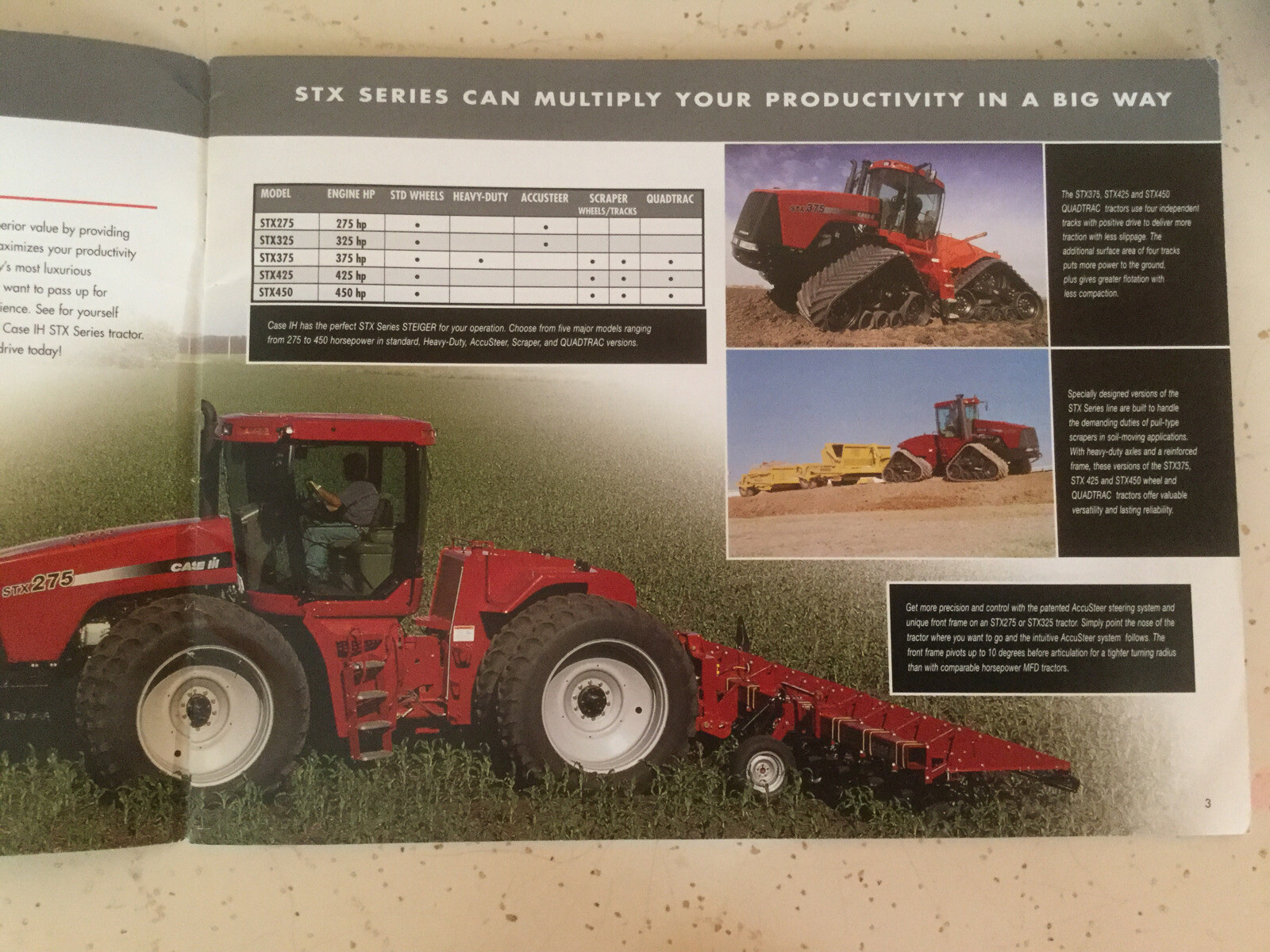 CASE IH STX SERIES STEIGER TRACTORS 275-450 HP 36 PAGES 2002 Sales Brochure