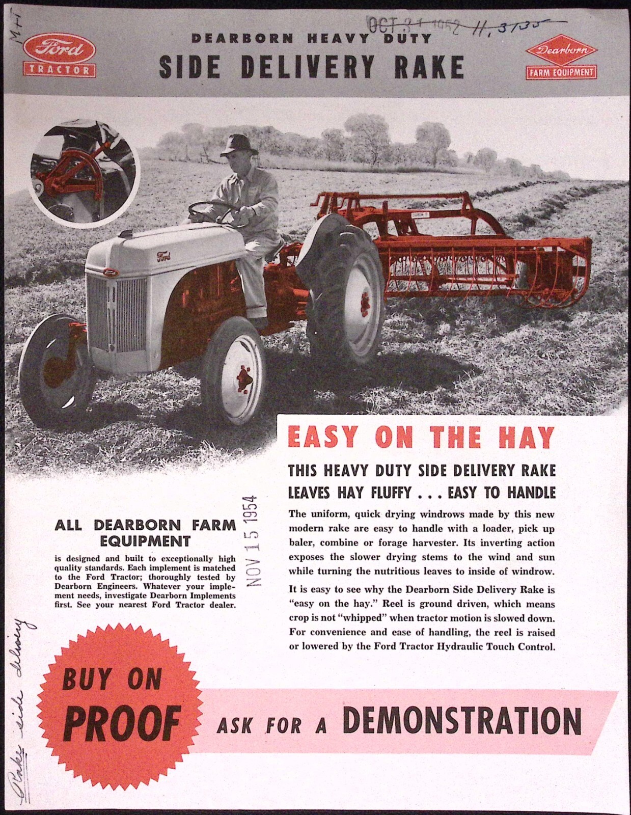 1954 Dearborn Heavy Duty Side Delivery Rake Dearborn Farm Equipment Brochure