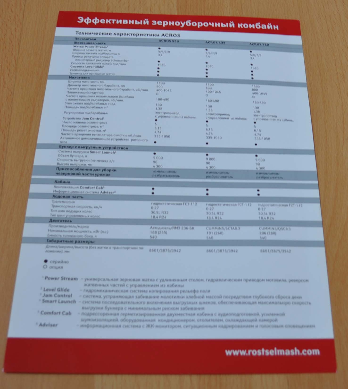 Rostselmash Acros 530… Combine Harvester Agriculture Russian Brochure Prospekt