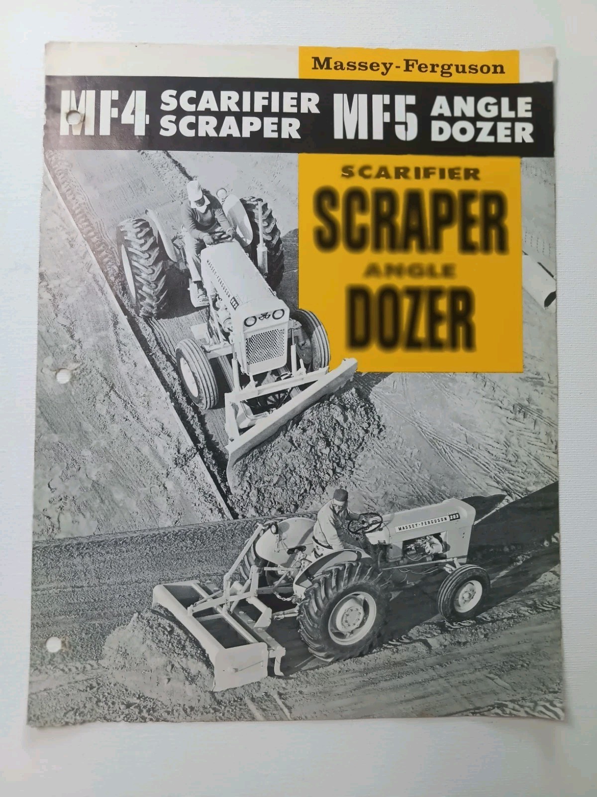 Vtg Massey Ferguson MF 4 Scraper, MF 5 Angle Dozer Dealer Brochure AD
