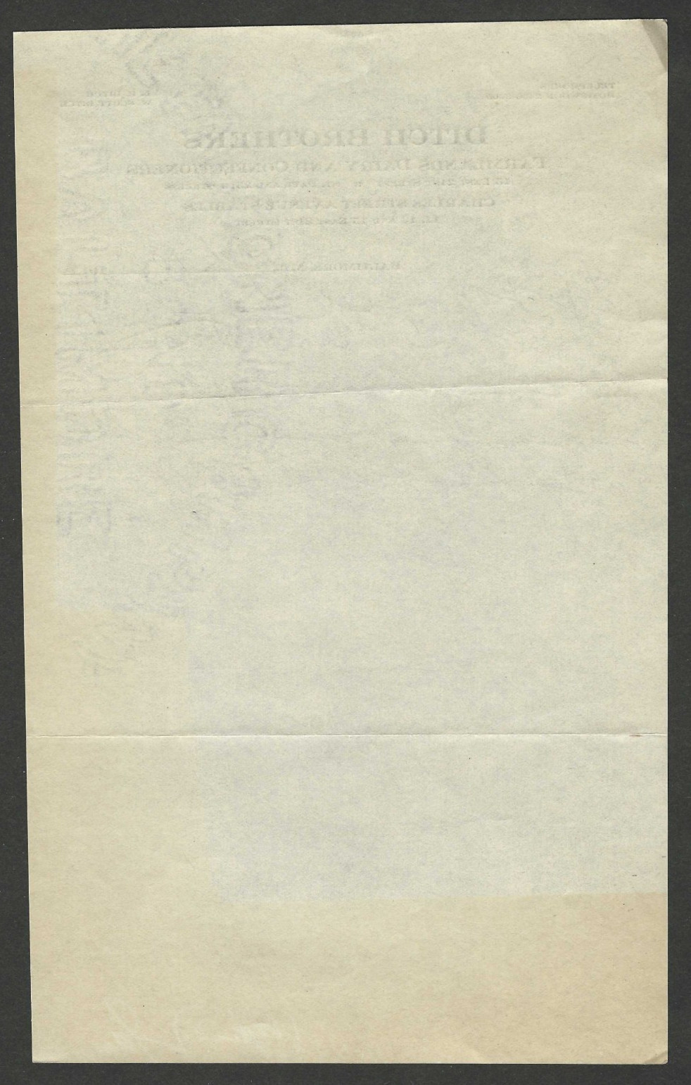 1917 Letterhead DITCH Brothers Farmland Dairy Confectioners Charles St Baltimore
