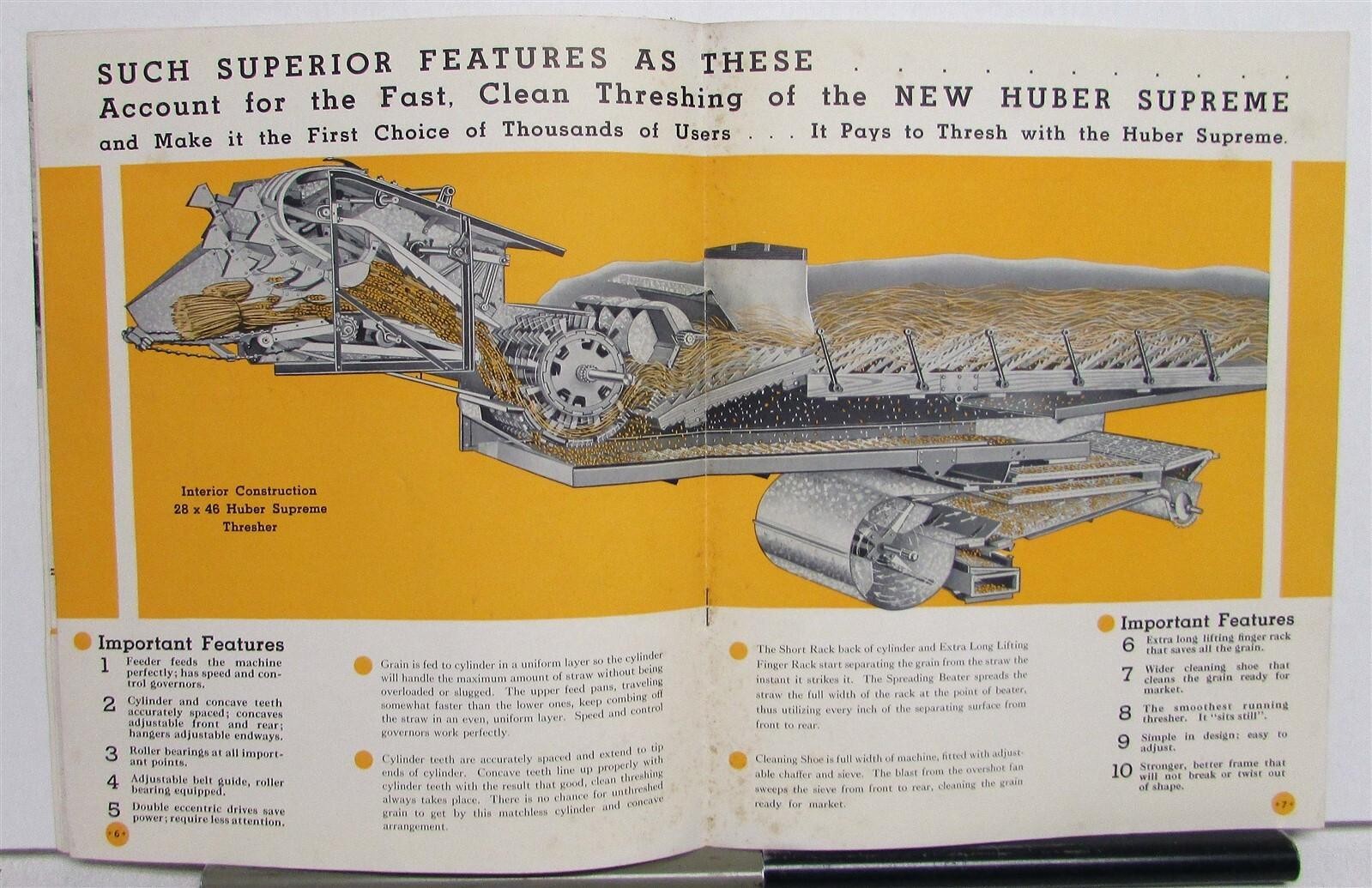 1930s Huber Supreme Threshers Specifications Agriculture Sales Brochure