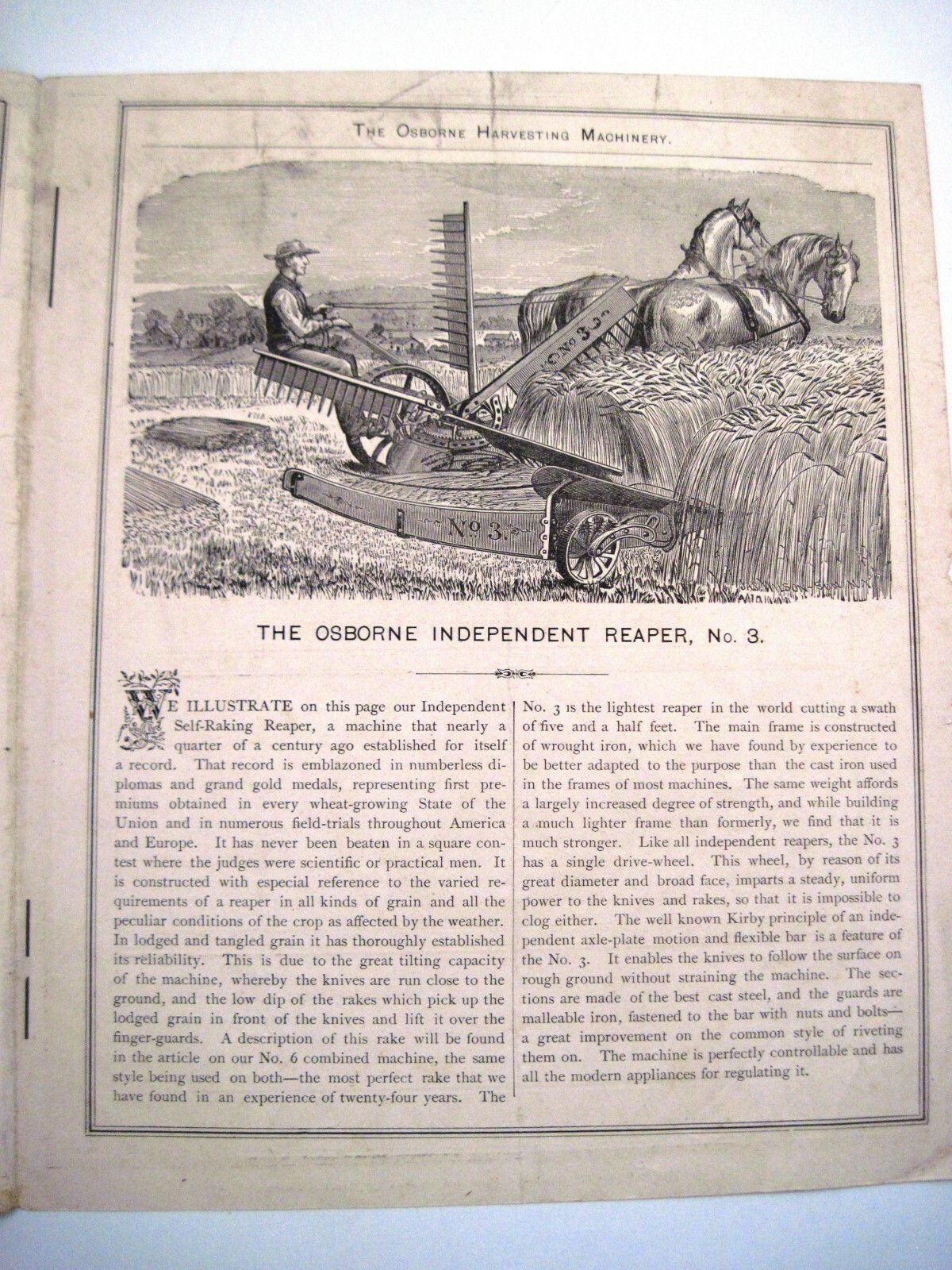 1880 Advertising Print for « D.M. Osborne & Co. Harvesting Machinery » *