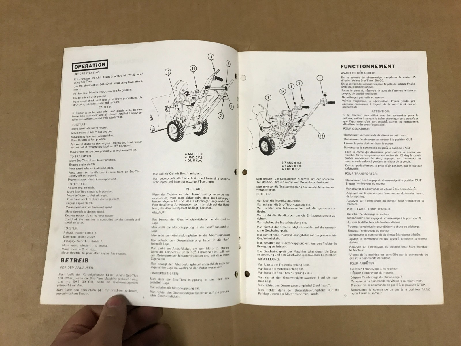 Vintage Ariens Sno-Thro Owner&rsquo;s Manual Booklet – Form STOI-72