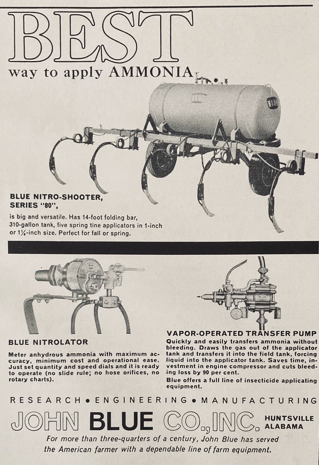 1962 AD.(XH20)~JOHN BLUE CO. HUNTSVILLE, ALA. BLUE NITRO-SHOOTER
