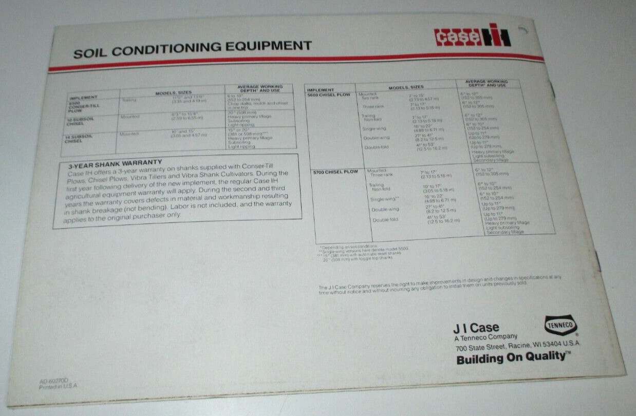 *Case IH Soil Conditioning Equipment Sales Brochure 6500 5600 5700 CIH OEM!