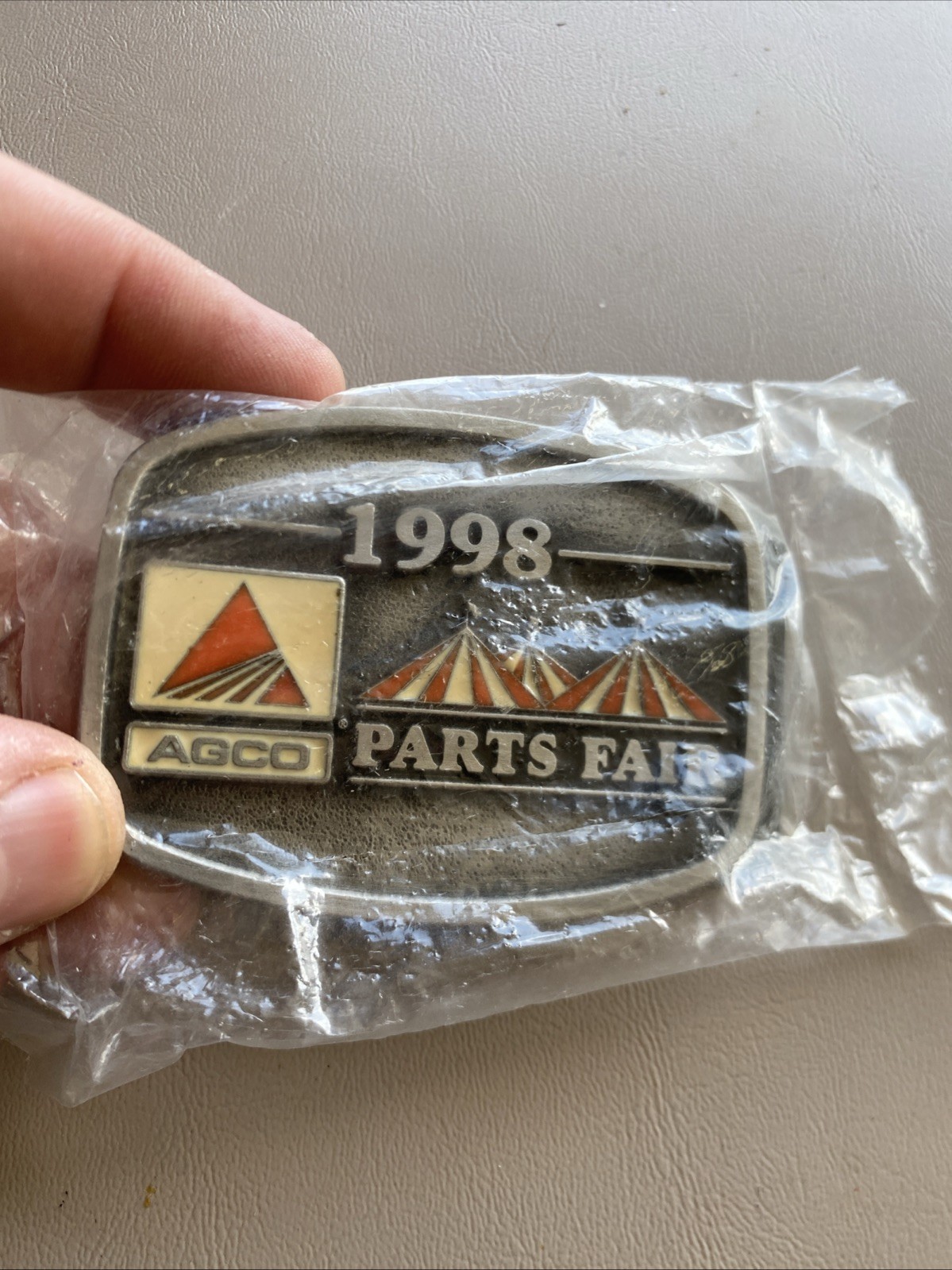Agco 1998 Parts Fair Pewter & Enamel Belt Buckle 2nd in Series Limit Ed SpecCast