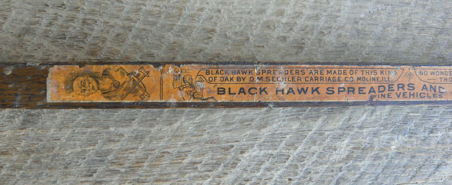 Antique Black Hawk Spreaders and Corn Planter Salesman Oak Wood Sample