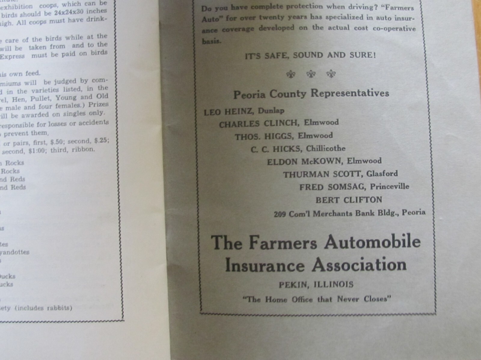 1941 SHOW PROGRAM BOOK PEORIA COUNTY FARM INSTITUTE DUNLAP IL LOCAL ADVERTISING