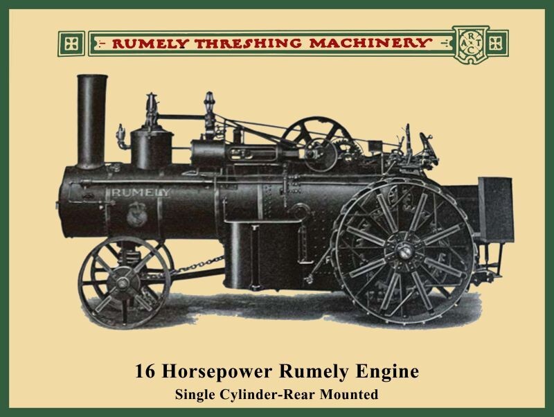 16 HP Rumely Steam Engine, Threshing Machine New Metal Sign: 9×12&Prime; Ships Free