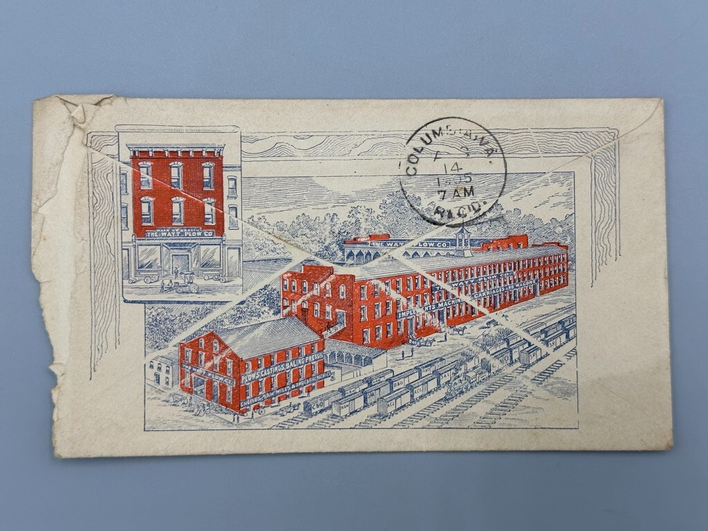 1905 WATT PLOW Postal Cover PEERLESS ENGINE Farm Advertising RICHMOND VA Envelop