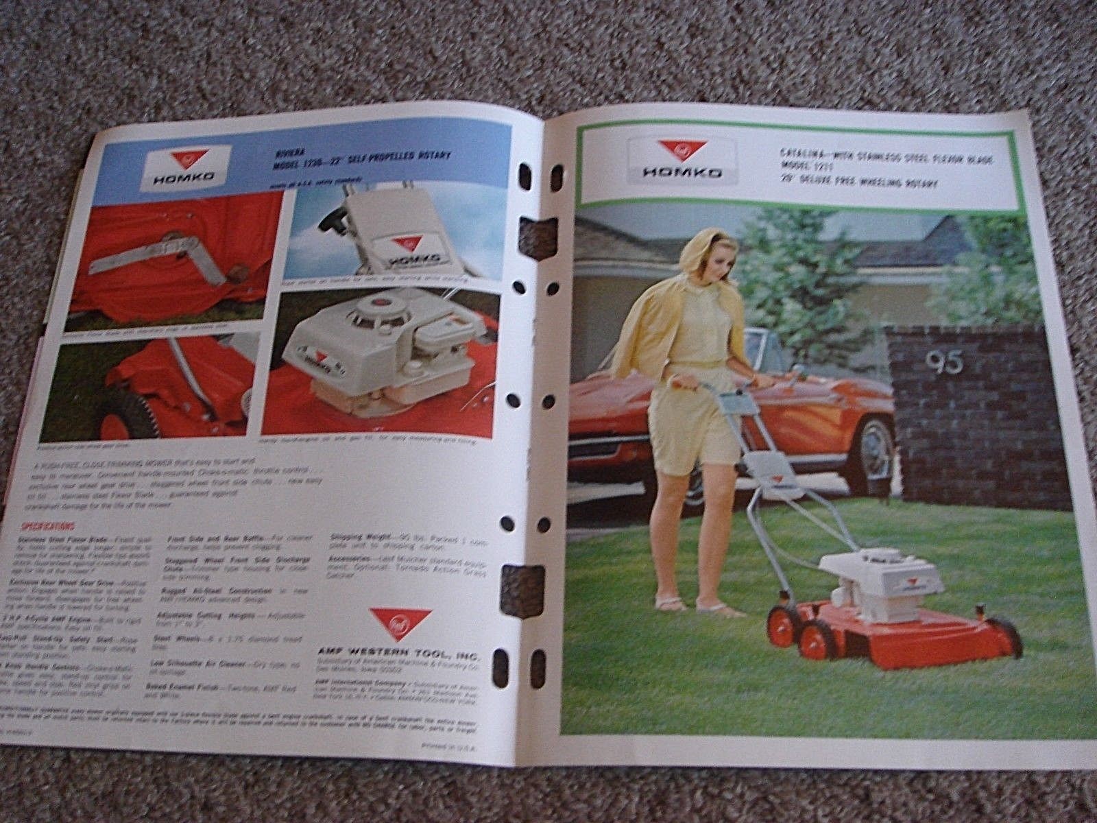 VINTAGE HOMKO 1964-1965 LAWN MOWER TRACTOR TILLER DEALER SALES BROCHURE LOT #3