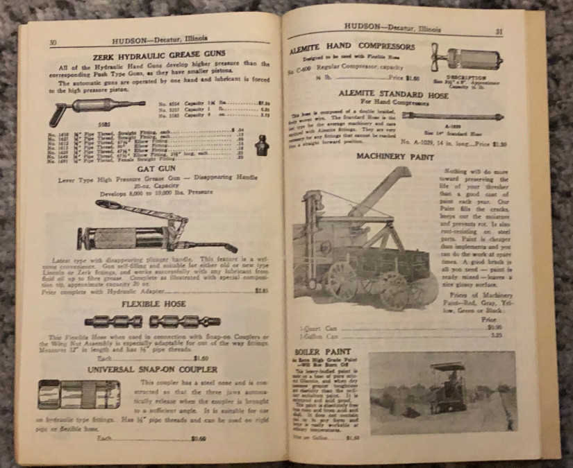 Vintage Hudson Machinery Supply Catalog Decatur Illinois Thresher Supplies 1942