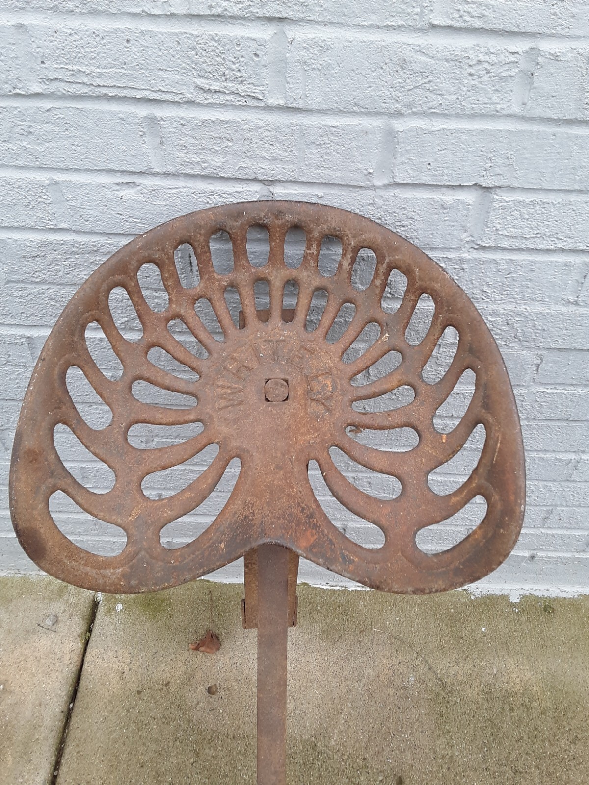 Antique Whitely Cast Iron Farm Tractor seat with original Assembly Post bracket