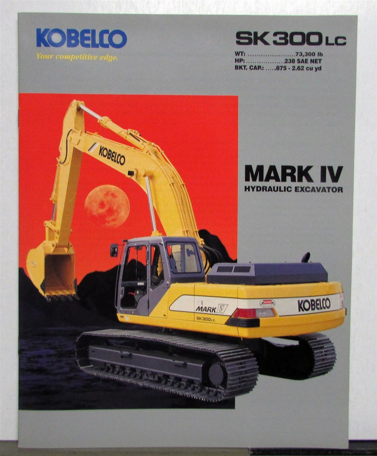 1990s Kobelco SK300 LC Mark IV Excavator Specifications Construction Brochure