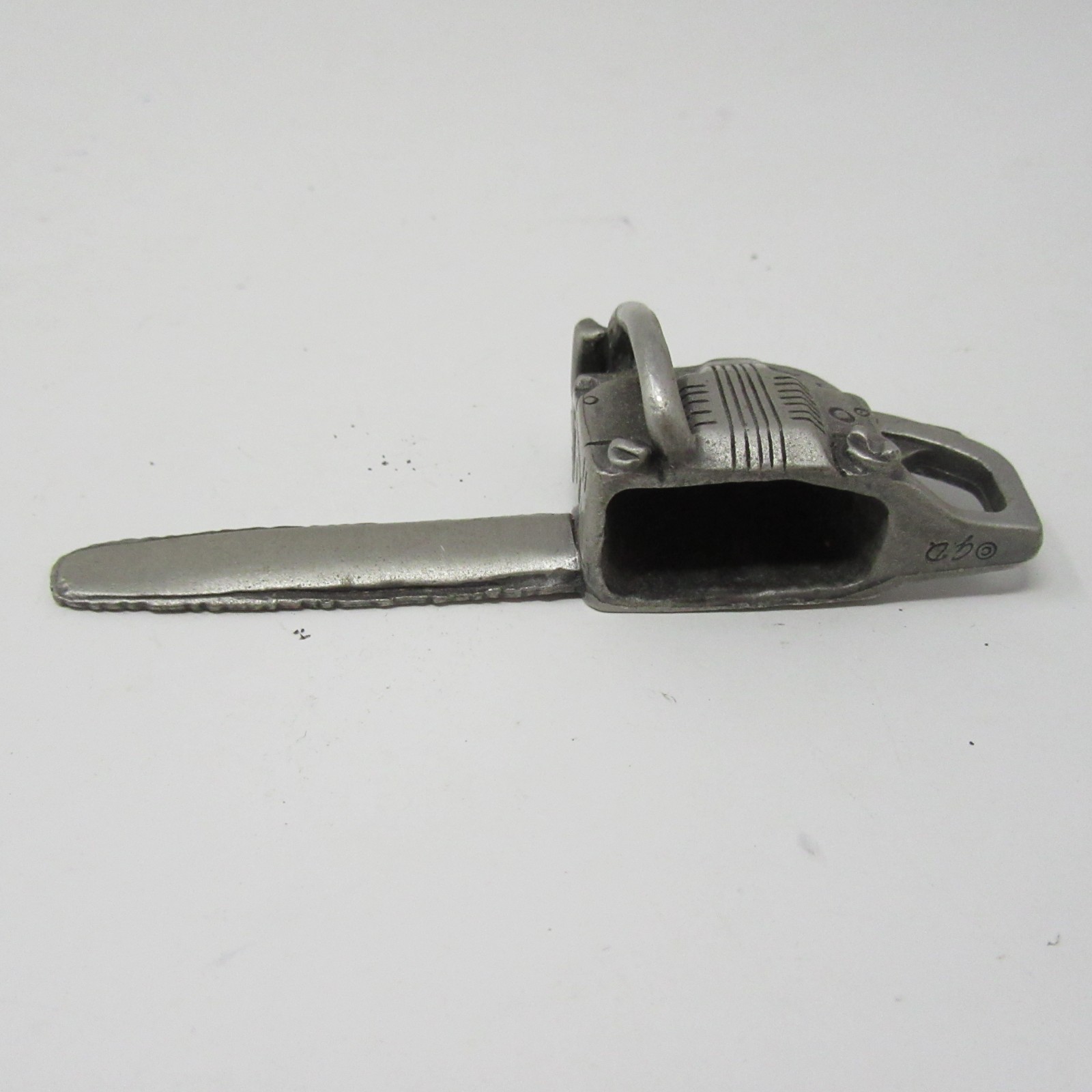 Miniature Metal Chainsaw Figurine Logging Tool Dollhouse Accessory © G.D Vintage
