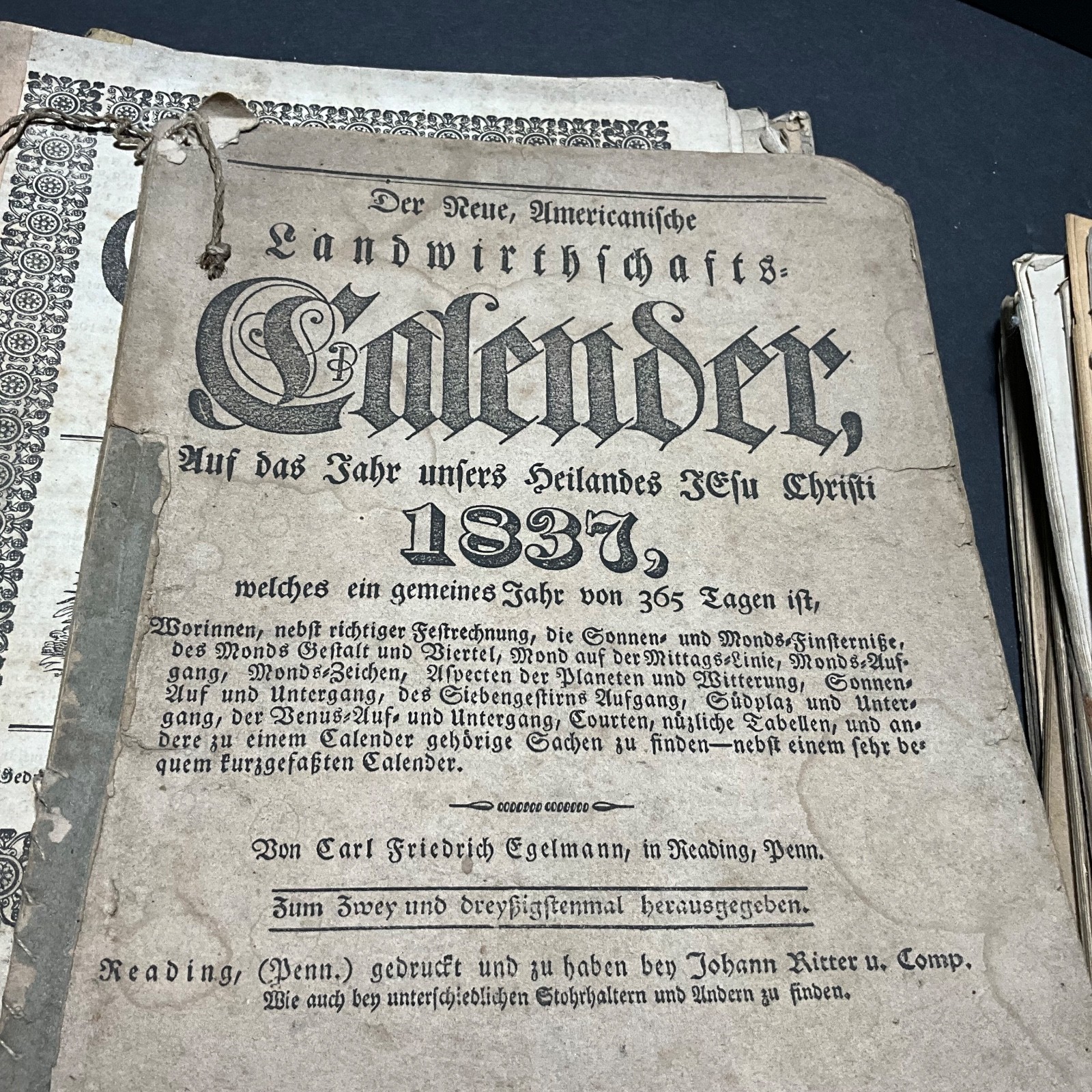 Antique LOT of 24 AGRICULTURAL ALMANACS 1837-1967 English German 19th C.