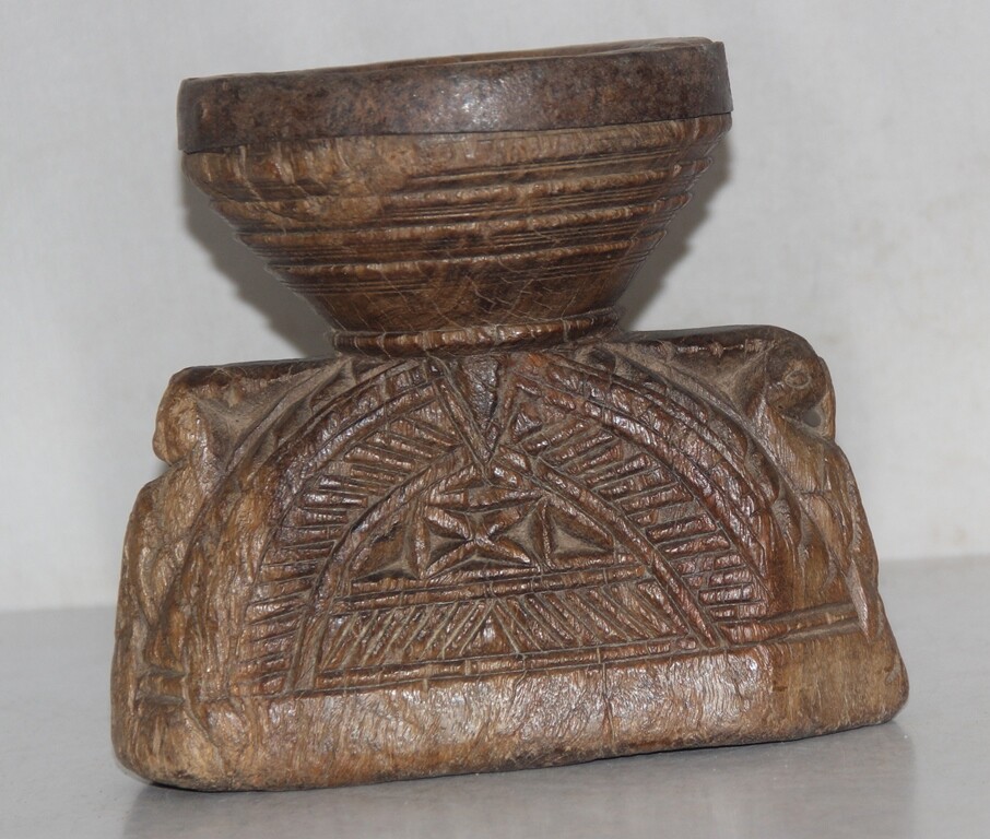Antique Wooden Agricultural Seed Holder Bijni Original Old Hand Carved