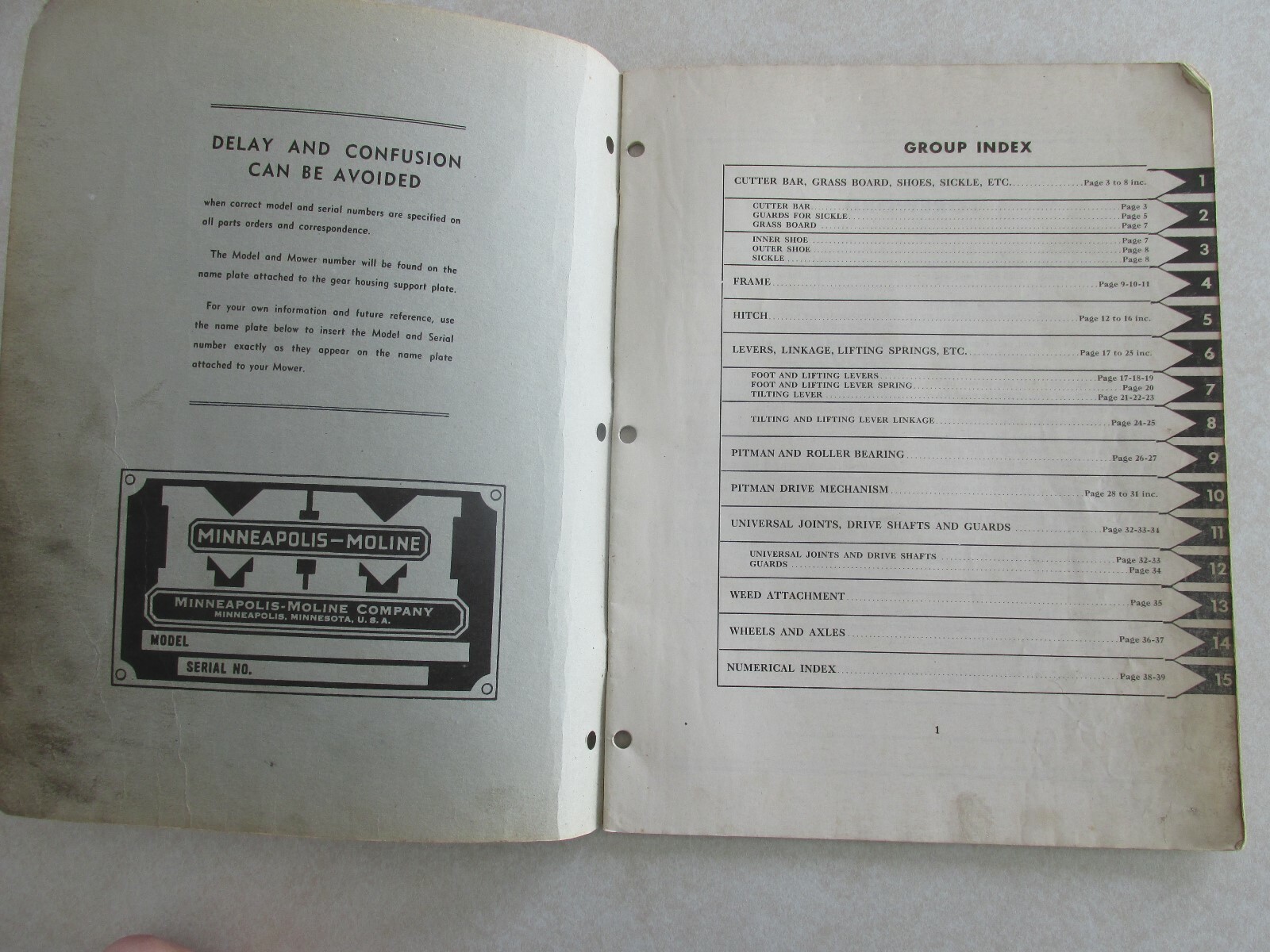 MBF49 Farm Manual MM Minneapolis Moline repair catalog Tractor mowers UM 2 3 4