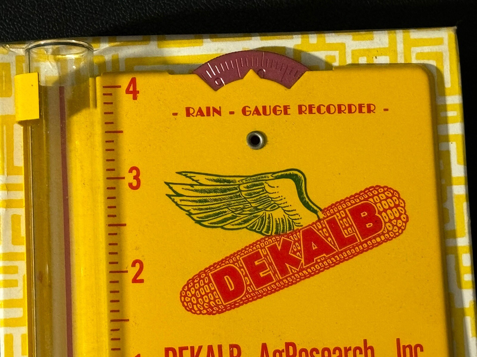 Vintage Dekalb Rain Gauge Recorder AgResearch Metal Glass NOS Farmer Crops