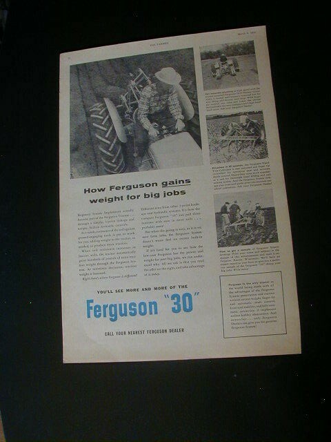 RARE lot of 4 Ferguson implement magazine print ads 1954 1956