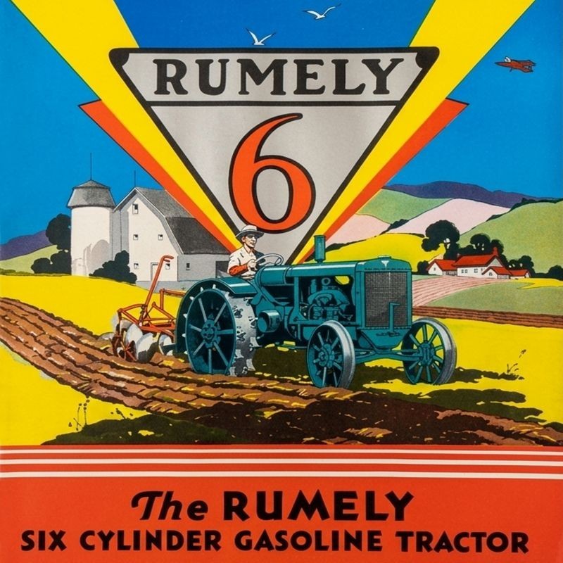 RUMELY 6, Six Cylinder Gasoline Tractor NEW Sign 28&Prime; Dia. Square AMERICAN STEEL