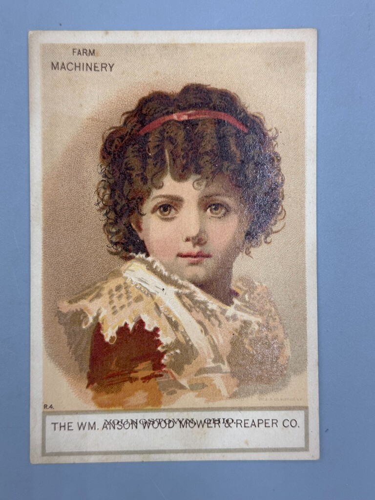 1880s HARVESTING Machinery WALTER WOOD Victorian FARM Advertising Trade Card