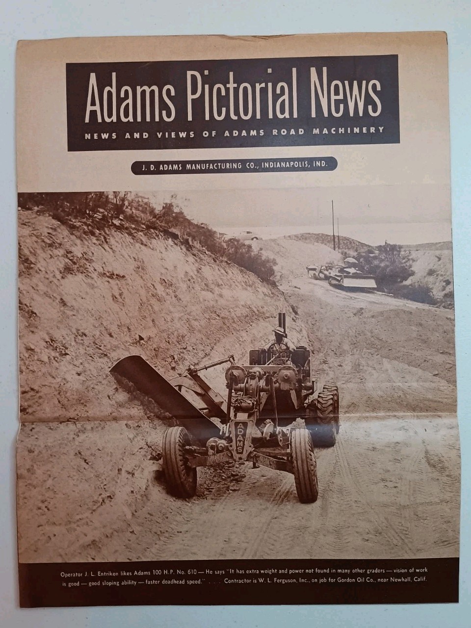Adams Road Machinery Pictorial News Sales Brochure Advertising Mailer