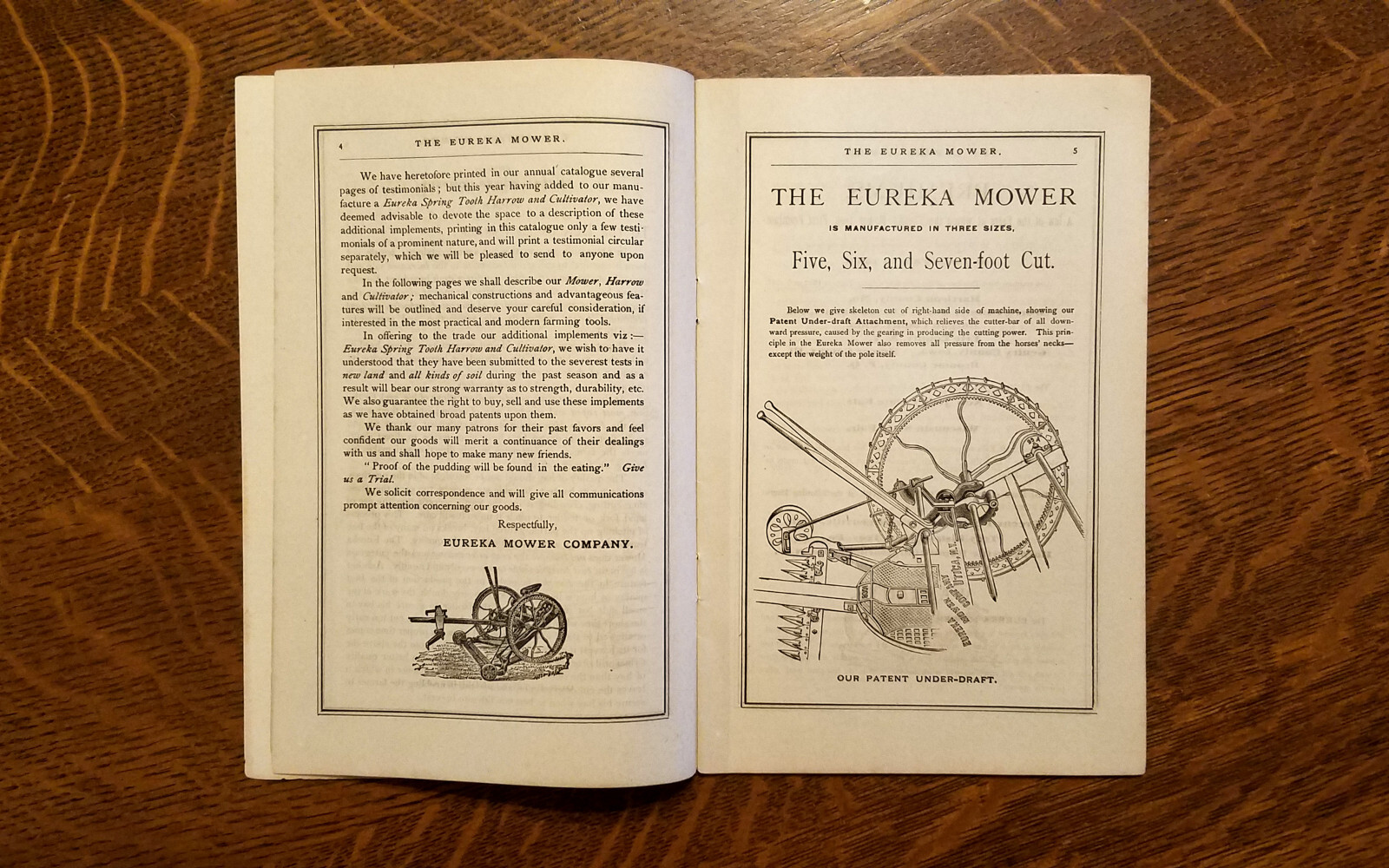 1889 Eureka Mower Farm Harvesting Cultivator Catalog Brochure Horse Tractor