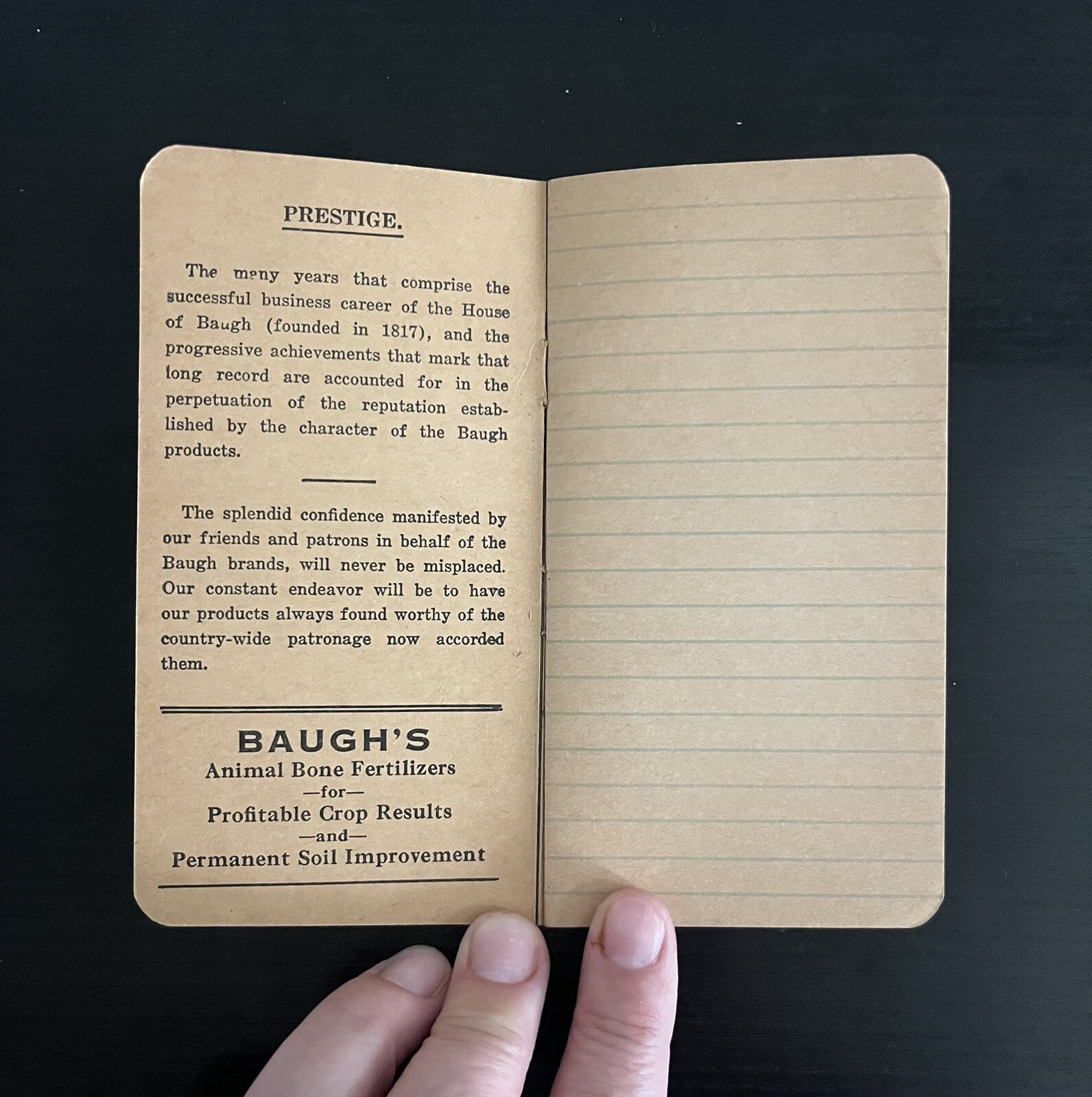 Baugh&rsquo;s Animal Bone Manures Fertilizers Memo Book Vintage Unused Philadelphia