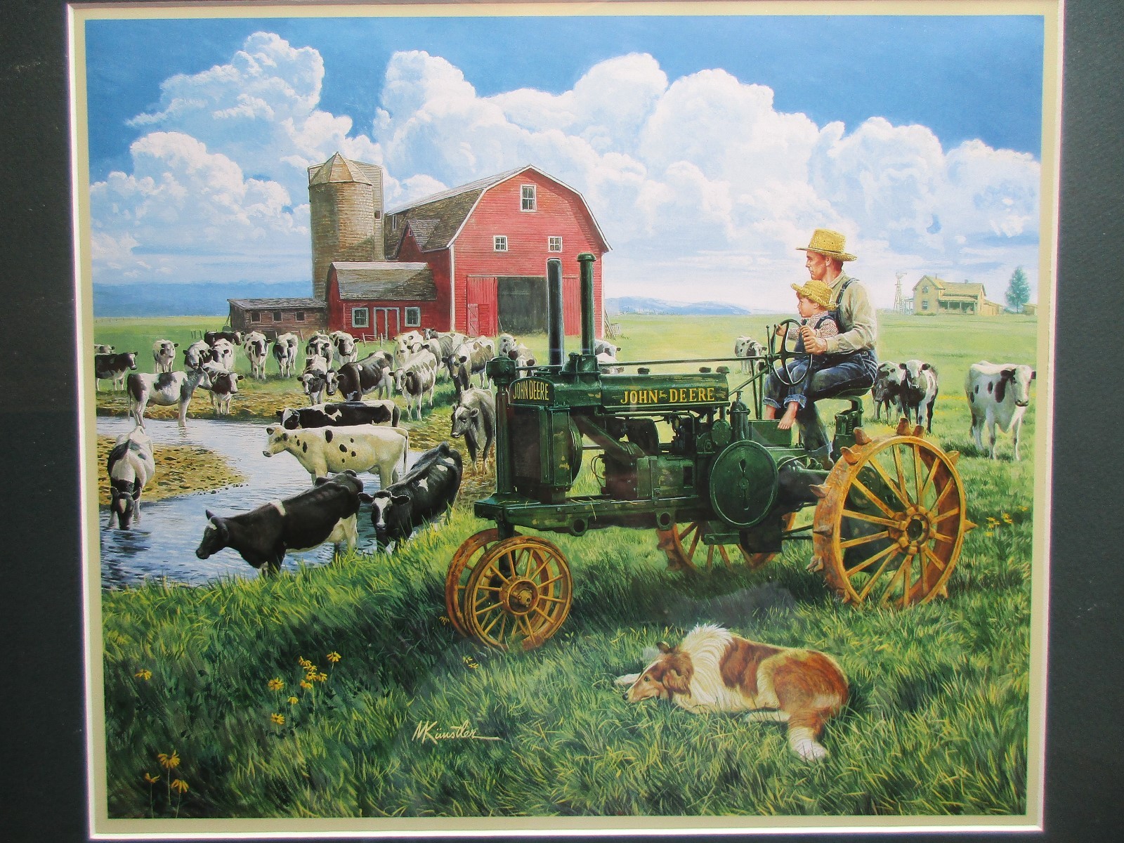 RURAL AMERICA STAMPS AND FRAMED PRINT, JOHN DEERE TRACTOR FARM SCENE DAY-02264