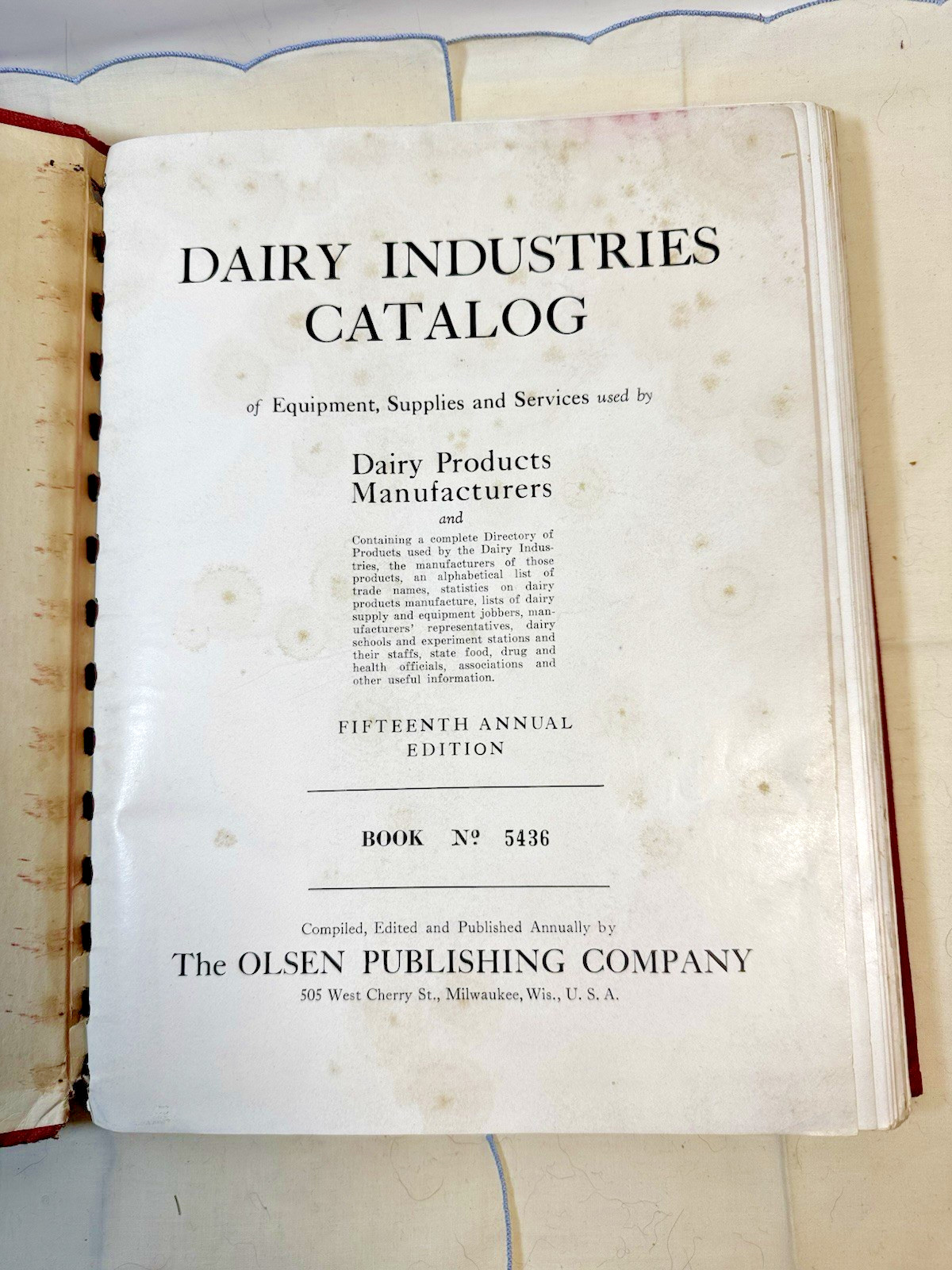 Dairy Industries Catalog & Directory 15th Ed Olsen Publishing Company 1942