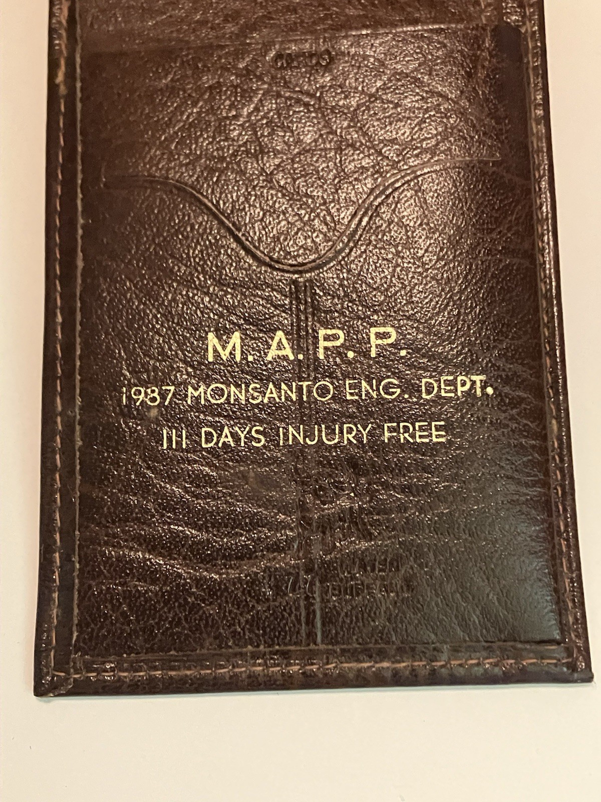 Vtg Water Buffalo Di Lido Monsanto Advertisement Leather Bi-Fold Wallet Brown