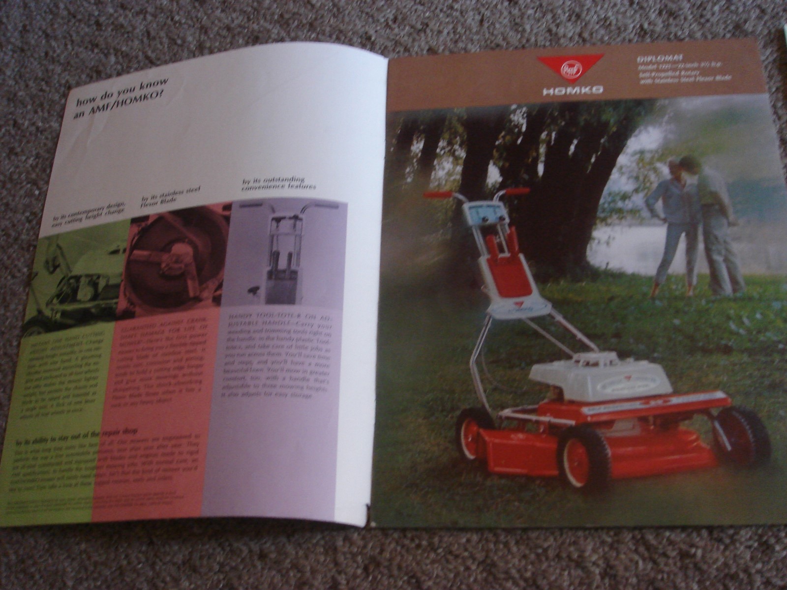 VINTAGE HOMKO 1962-1963 LAWN MOWER TRACTOR TILLER DEALER SALES BROCHURE LOT #1