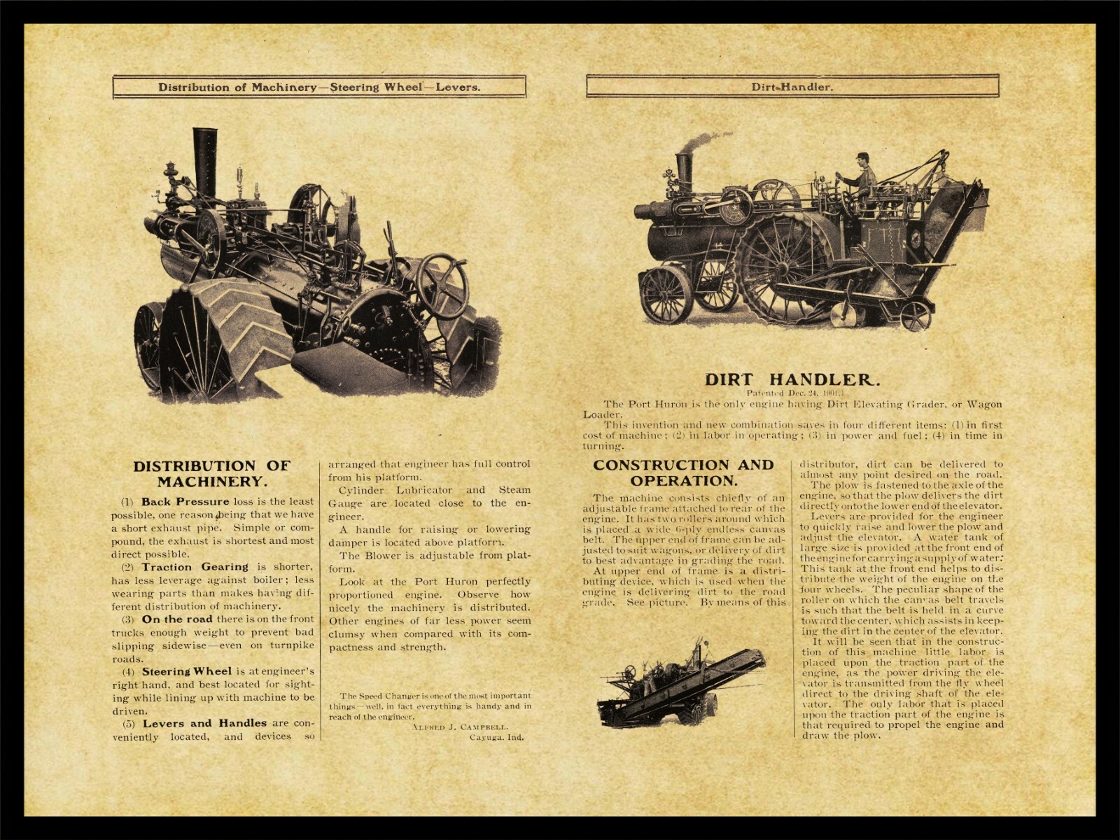 1902 Port Huron Traction Engine w/ Loader & Grader NEW Metal Sign: PH, Michigan