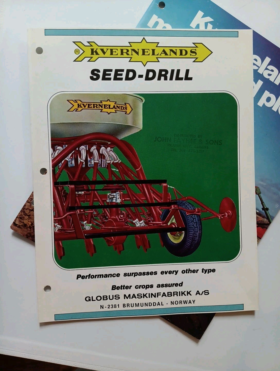 2 Kvernelands Seed Drill & Moldboard Plow Brochures Vintage Farming Advertising